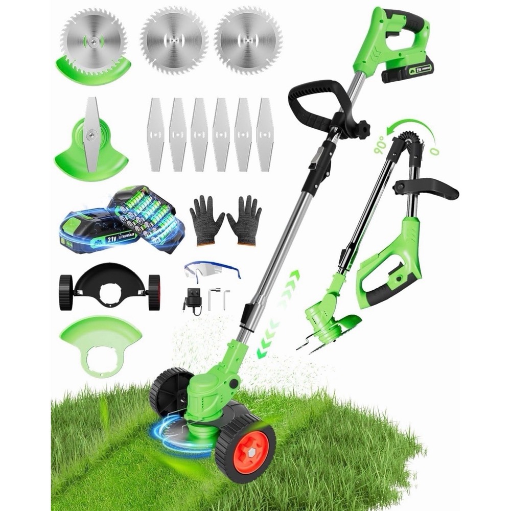 Electric Cordless Weed Wacker Eater Battery Powered, Stringless Weed Trimmer ...